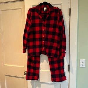 Land's End Women's  - Medium  - Red Buffalo Check - Flannel 2 Piece Pajama Set